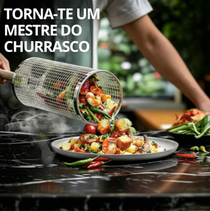 Grelha de Cesta Cilíndrica ideal para Legumes ou peixes