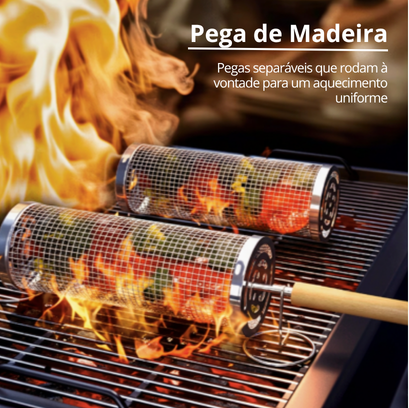 Grelha de Cesta Cilíndrica ideal para Legumes ou peixes