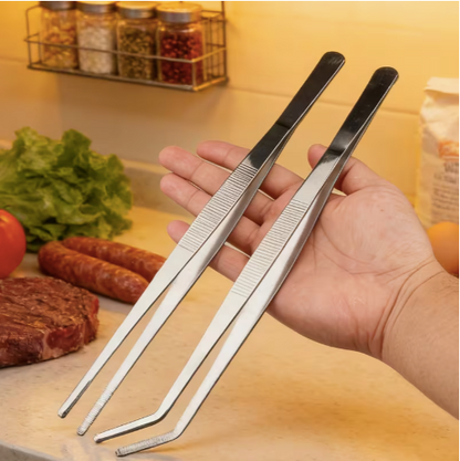 Conjunto de 2 Pinças de Cozinha em Aço Inoxidável: Precisão, Durabilidade e Poupança de Espaço