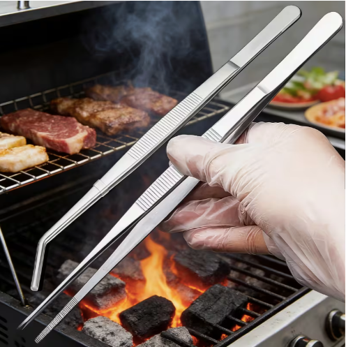 Conjunto de 2 Pinças de Cozinha em Aço Inoxidável: Precisão, Durabilidade e Poupança de Espaço
