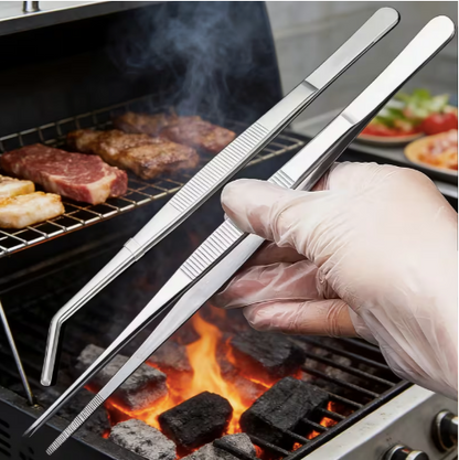 Conjunto de 2 Pinças de Cozinha em Aço Inoxidável: Precisão, Durabilidade e Poupança de Espaço